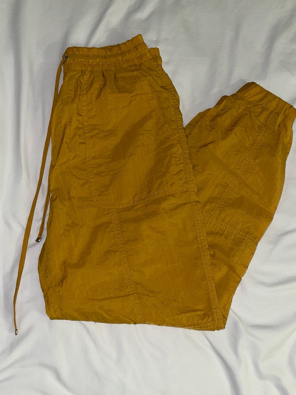 Zara Mustard Yellow Drawstring Track Joggers